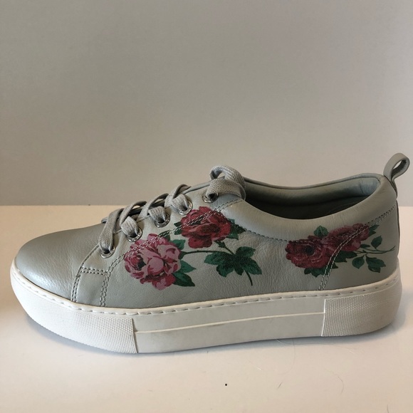 J/SLIDES Shoes - J Slides (Anthro) gray floral tie up sneakers NEW